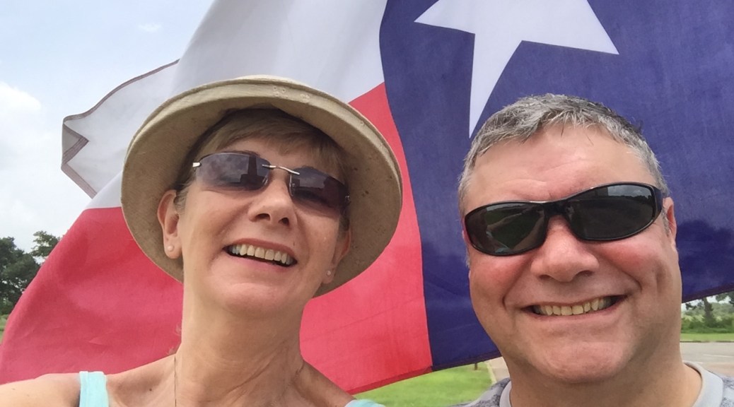 San Jacinto with flag